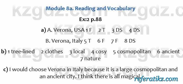 Английский язык Excel for Kazakhstan (Grade 6) Student's book Вирджиниия Эванс 6 класс 2018 Упражнение Ex:2 p.88