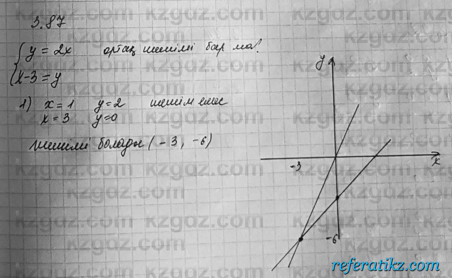Алгебра Шыныбеков 7 класс 2017 Упражнение 3.87