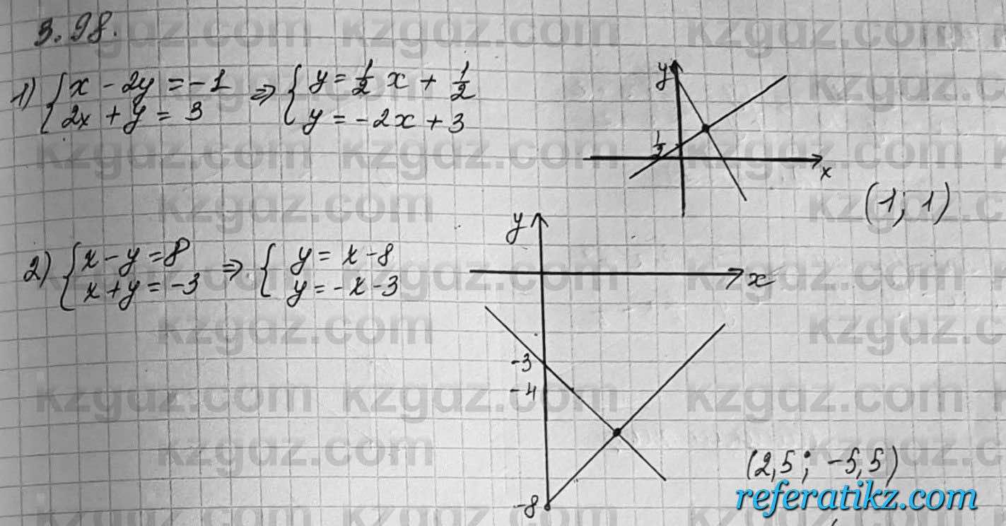Алгебра Шыныбеков 7 класс 2017 Упражнение 3.98