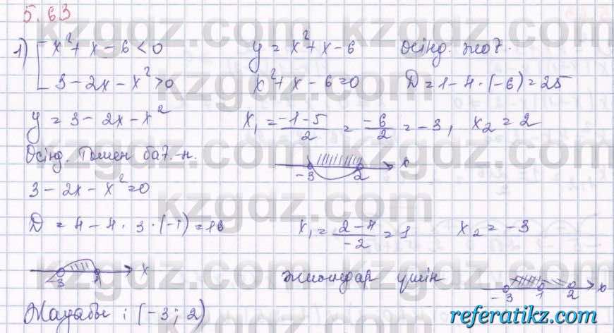 Алгебра Шыныбеков 8 класс 2018  Упражнение 5.63