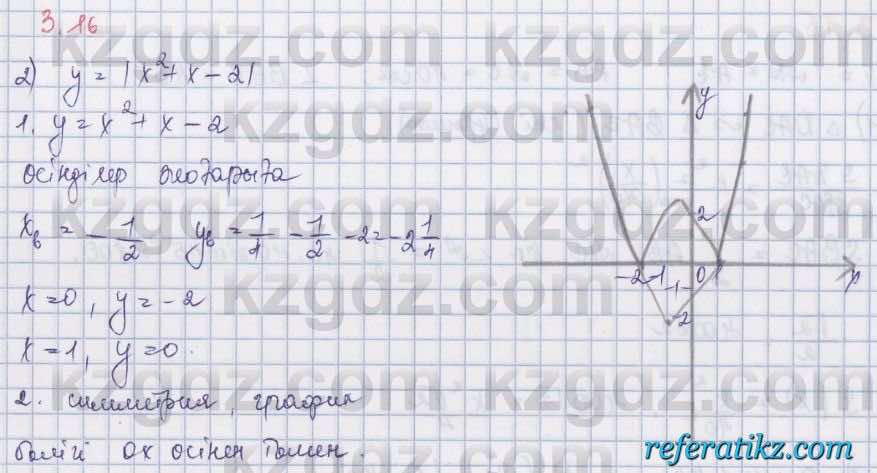 Алгебра Шыныбеков 8 класс 2018  Упражнение 3.16