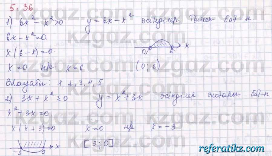 Алгебра Шыныбеков 8 класс 2018  Упражнение 5.36