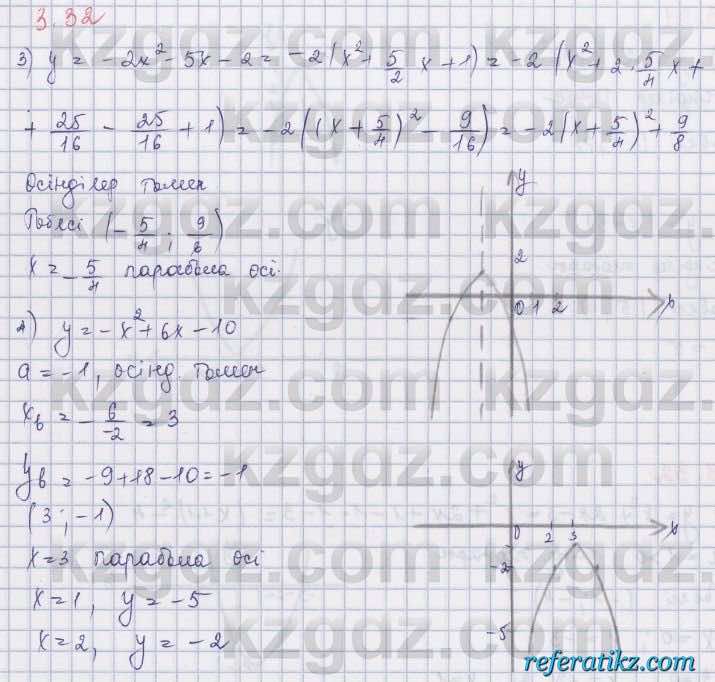 Алгебра Шыныбеков 8 класс 2018  Упражнение 3.32