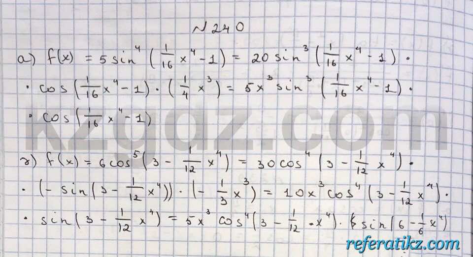 Алгебра Абылкасымова 10 класс Естественно-математическое направление  Упражнение 240