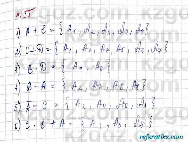 Алгебра и начало анализа ЕМН Шыныбеков 10 класс 2019  Упражнение 4.55