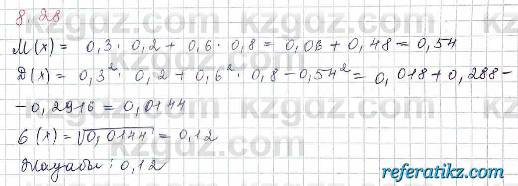 Алгебра Шыныбеков 10 класс 2019 Упражнение 8.28