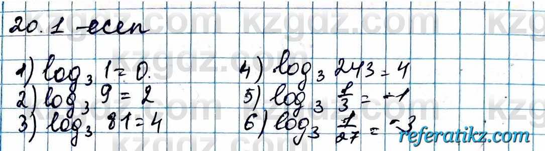 Алгебра ЕМН Абылкасымова 11 класс 2020  Упражнение 20.1