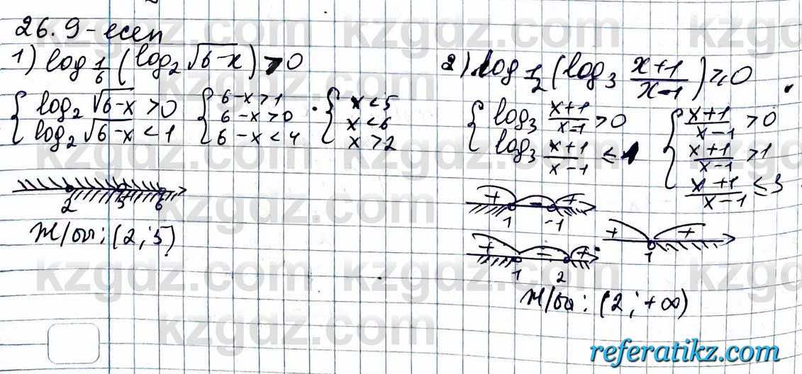 Алгебра ЕМН Абылкасымова 11 класс 2020  Упражнение 26.9