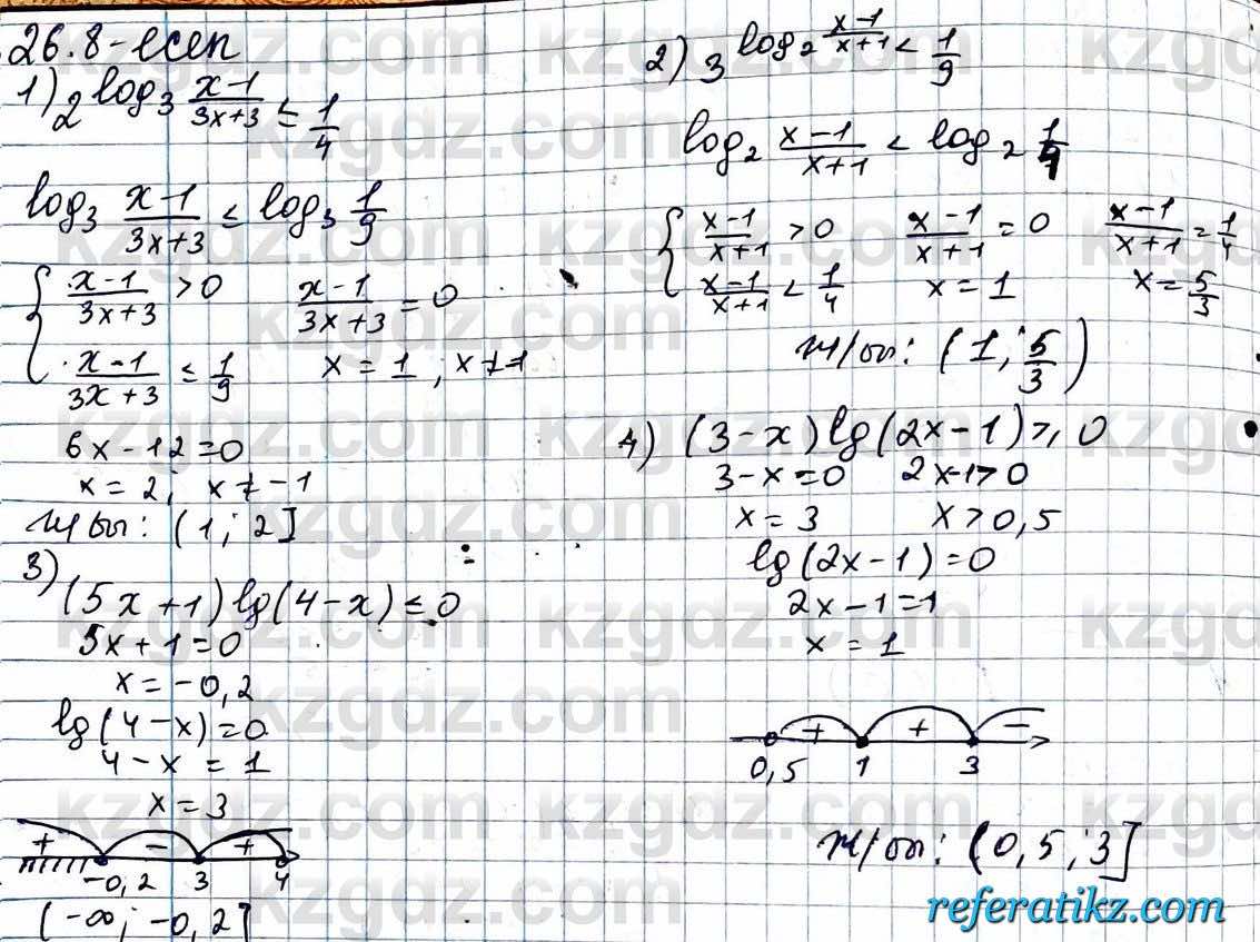 Алгебра ЕМН Абылкасымова 11 класс 2020  Упражнение 26.8