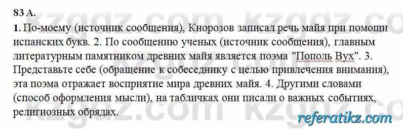 Русский язык Сабитова 6 класс 2018  Упражнение 83А