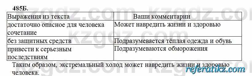 Русский язык Сабитова 6 класс 2018  Упражнение 485Б