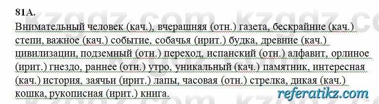 Русский язык Сабитова 6 класс 2018  Упражнение 81А