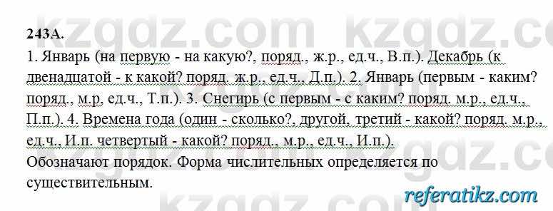 Русский язык Сабитова 6 класс 2018  Упражнение 243А