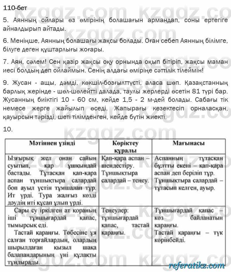 Казахская литература Турсынгалиева 6 класс 2018  Упражнение 110 бет