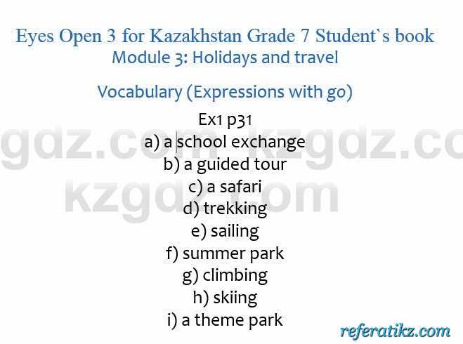 Английский язык Eyes Open 3 for Kazakhstan Grade 7 Student`s book Ben Goldstein 7 класс 2017 Упражнение Ex1 p.31